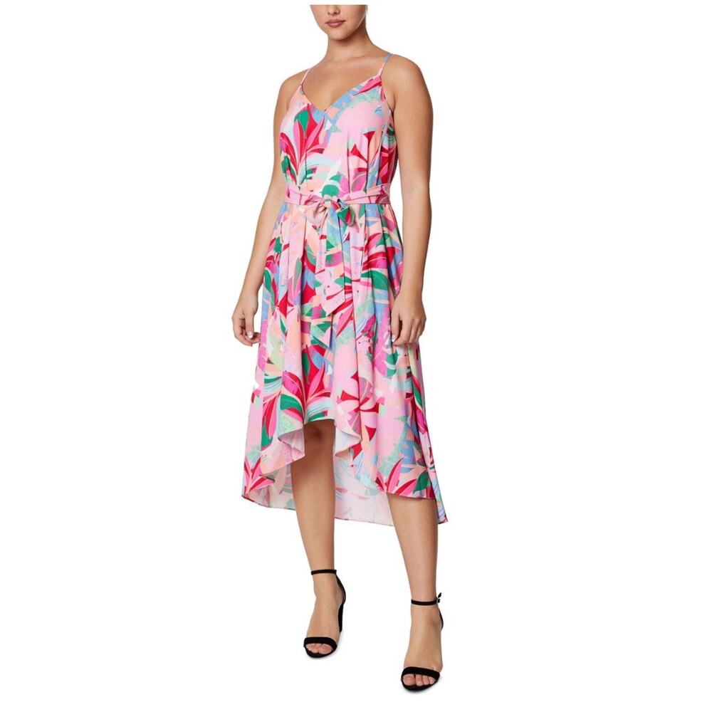 Laundry Shelli Segal Hi Low Maxi Trapeze Dress Large Boho Resort Beach Tropical